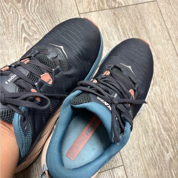 Hoka One One Women's Dark Blue and Peach Athletic Shoes - Picture 13 of 15